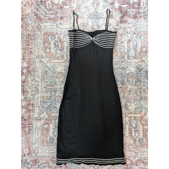 Moschino Black White Stretchy Dress Pinup Style Perforated Eyelet Fabric 8 - Picture 1 of 15